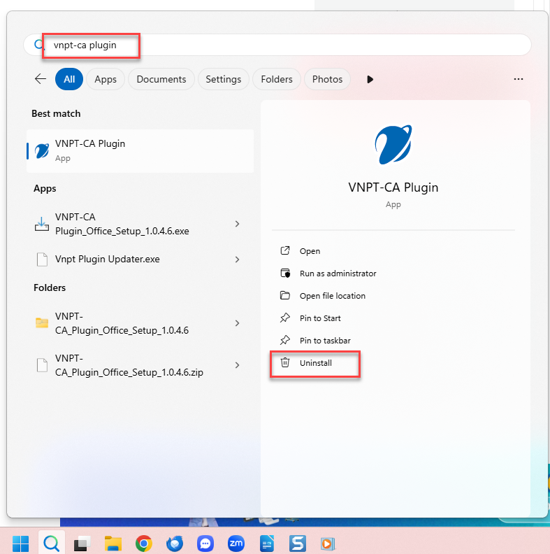 Gỡ Plugin VNPT-CA