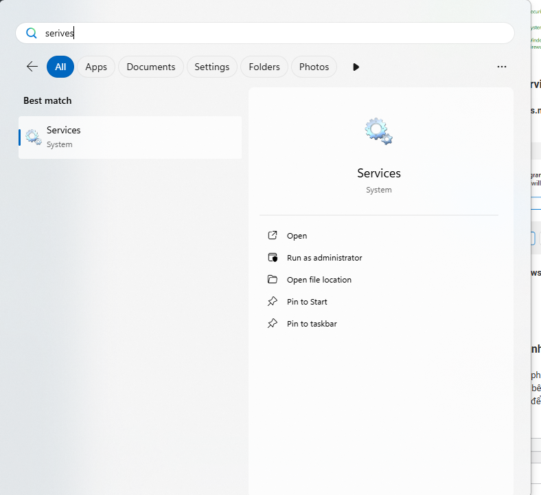 Tìm kiếm Services