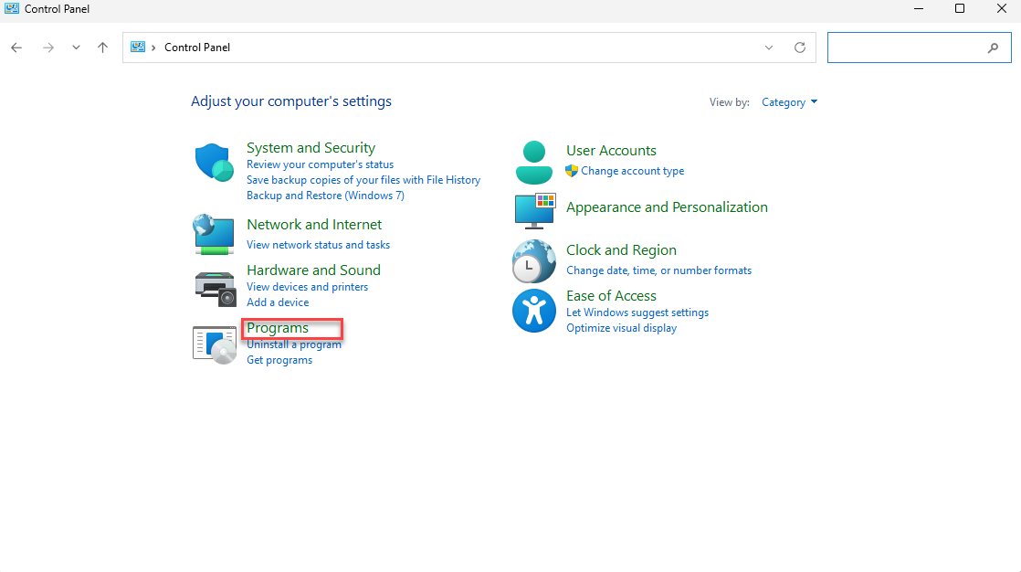 Mở Java từ Control Panel - Programs