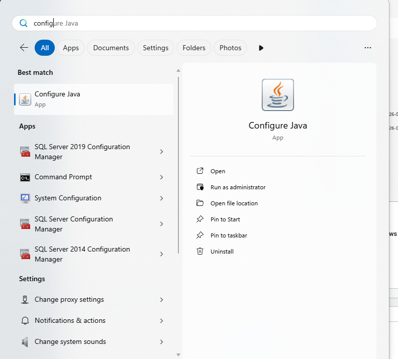 Tìm kiếm Configure Java